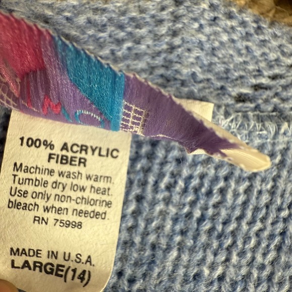 Vintage Heartworks L Crochet Cardigan Sweater Pastel Grannycore Cutesy Kawaii - Picture 3 of 9